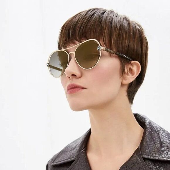 NEW JIMMY CHOO SARAH/S 0RHL FQ Gold Mirrored Women Sunglasses - Picture 1 of 11